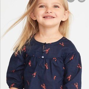Old Navy Lobster Print Boho Peasant Top Girl 3T/4T